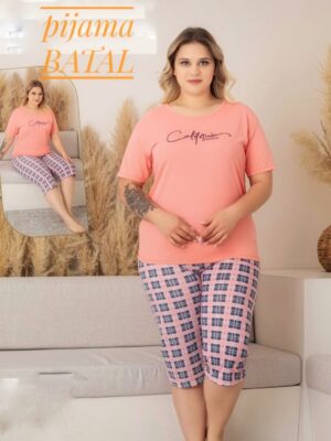 Pijama pentru dame,  TRICOU  cu imprimeu ,  pantalon TREISFERT  Cod PFRV807