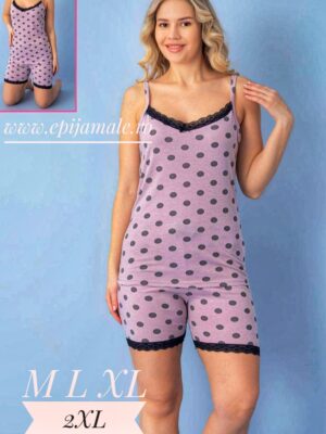Pijama damǎ ,maieu cu IMPRIMEU BULINE si pantalon scurt,  Cod PFRV969
