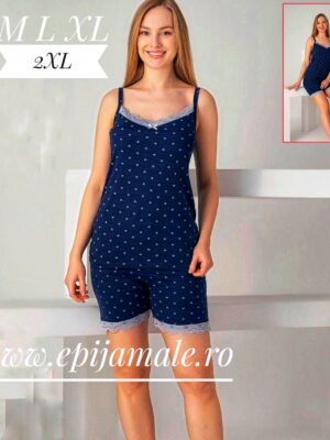 Pijama damǎ ,maieu cu IMPRIMEU STELUȚE  si pantalon scurt,  Cod PFRV968